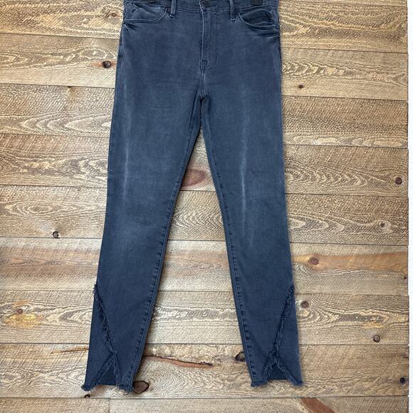 Frame Denim Le High Skinny Jeans frayed tulip hem Black Stretch Size 30 - Picture 5 of 11